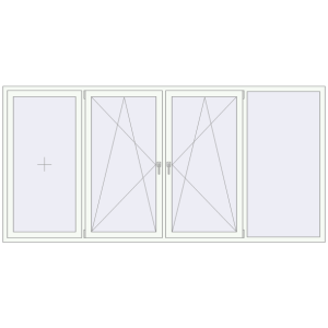 Металопластикове вікно 3100x1500 мм Із чотирьох частин (комплектація: Преміум). Вид зсередини Купити Вікна 3100x1500 мм REHAU SYNEGO MD Білий (RAL 9016) з двох сторін