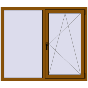 Металопластикове вікно 1400x1200 мм Двостулкове (комплектація: Базова). Вид зсередини Купити Вікна 1400x1200 мм REHAU Euro 60 GOLDEN OAK з двох сторін