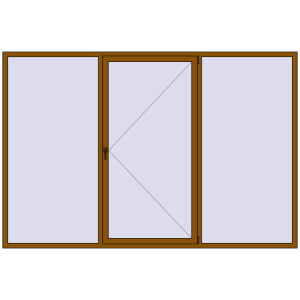 Металопластикове вікно 3000x2000 мм Тристулкове (комплектація: Базова). Вид зсередини Купити Вікна 3000x2000 мм REHAU Euro 60 GOLDEN OAK з двох сторін