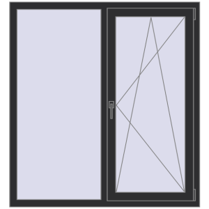 Металопластикове вікно 1300x1400 мм Двостулкове (комплектація: Оптимальна). Вид зсередини Купити Вікна 1300x1400 мм REHAU Euro 60