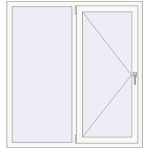 Металопластикове вікно 1280x1400 мм Двостулкове (комплектація: Базова). Вид зсередини Купити Вікна 1280x1400 мм REHAU Euro 60