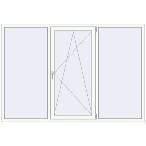 Металопластикове вікно 2200x1500 мм Тристулкове (комплектація: За замовчуванням). Вид зсередини Купити Вікна 2200x1500 мм REHAU SYNEGO MD Білий (RAL 9016) з двох сторін