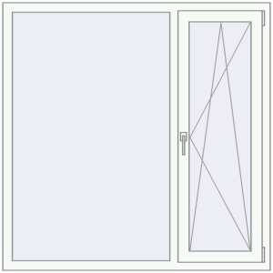 Металопластикове вікно 1400x1400 мм Двостулкове (комплектація: Преміум). Вид зсередини Купити Вікна 1400x1400 мм REHAU SYNEGO MD Білий (RAL 9016) з двох сторін