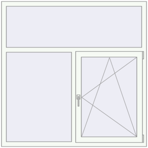 Металопластикове вікно 1500x1500 мм Двостулкове з фрамугою (комплектація: Оптимальна). Вид зсередини Купити Вікна 1500x1500 мм REHAU Euro 60 Білий (RAL 9016) з двох сторін