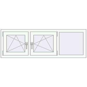 Металопластикове вікно 1500x500 мм Тристулкове (комплектація: Базова). Вид зсередини Купити Вікна 1500x500 мм REHAU Euro 70