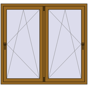 Металопластикове вікно 1500x1400 мм Двостулкове (комплектація: Преміум). Вид зсередини Купити Вікна 1500x1400 мм REHAU Euro 70 LIGHT_OAK з двох сторін
