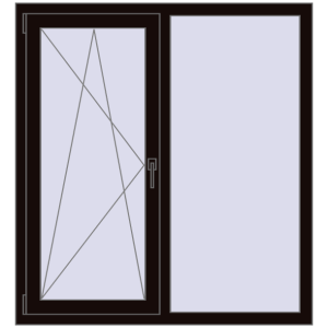 Металопластикове вікно 1200x1300 мм Двостулкове (комплектація: Преміум). Вид зсередини Купити Вікна 1200x1300 мм REHAU Euro 70 BLACK_BROWN з двох сторін