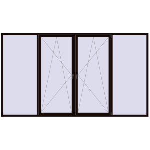 Металопластикове вікно 3700x2100 мм Із чотирьох частин (комплектація: Преміум). Вид зсередини Купити Вікна 3700x2100 мм REHAU Euro 70 BLACK_BROWN з двох сторін