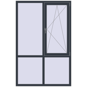 Купити Вікна 1300x2000 мм REHAU Euro 70 ANTHRACITE_GREY_STRUKTURAL з двох сторін