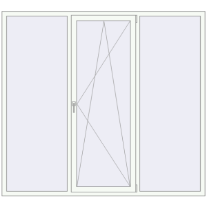 Металопластикове вікно 2200x2000 мм Тристулкове (комплектація: Базова). Вид зсередини Купити Вікна 2200x2000 мм REHAU Euro 70