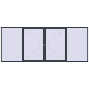 Металопластикове вікно 5000x2000 мм Із чотирьох частин (комплектація: Базова). Вид зсередини Купити Вікна 5000x2000 мм REHAU Brillant-Design ANTHRACITE_GREY_STRUKTURAL з двох сторін