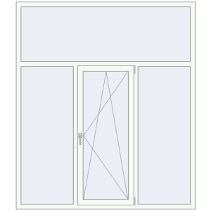 Металопластикове вікно 1860x2150 мм Тристулкове з фрамугою (комплектація: Преміум). Вид зсередини Купити Вікна 1860x2150 мм REHAU Euro 70