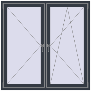 Купити Вікна 1350x1430 мм REHAU SYNEGO MD ANTHRACITE_GREY_STRUKTURAL з двох сторін
