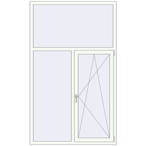 Металопластикове вікно 1300x2150 мм Двостулкове з фрамугою (комплектація: Преміум). Вид зсередини Купити Вікна 1300x2150 мм REHAU Euro 70