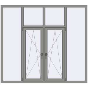 Алюмінієве вікно 2000x1800 мм Із чотирьох частин (комплектація: Базова). Вид зсередини Купити Вікна 2000x1800 мм Altest Pony 375 RAL 9007 Grey aluminium з двох сторін