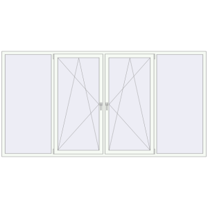 Металопластикове вікно 3200x1650 мм Із чотирьох частин (комплектація: За замовчуванням). Вид зсередини Купити Вікна 3200x1650 мм REHAU Euro 60 Білий (RAL 9016) з двох сторін