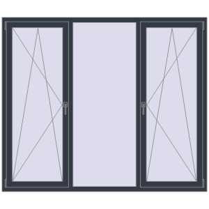 Купити Вікна 2000x1700 мм REHAU Euro 70 ANTHRACITE_GREY_STRUKTURAL з двох сторін