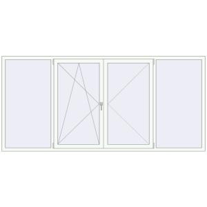 Алюмінієве вікно 3000x1400 мм Тристулкове (комплектація: Базова). Вид зсередини Купити Вікна 3000x1400 мм Altest Pony 375