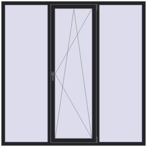 Металопластикове вікно 2000x2000 мм Тристулкове (комплектація: Базова). Вид зсередини Купити Вікна 2000x2000 мм REHAU Euro 60 BLACK_ULTI-MATT з двох сторін