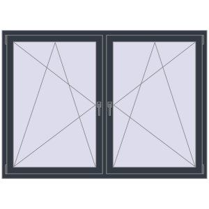 Металопластикове вікно 1800x1300 мм Двостулкове (комплектація: Оптимальна). Вид зсередини Купити Вікна 1800x1300 мм REHAU Euro 70 ANTHRACITE_GREY_STRUKTURAL з двох сторін