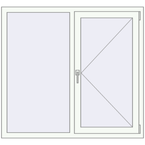 Металопластикове вікно 1300x1200 мм Двостулкове (комплектація: За замовчуванням). Вид зсередини Купити Вікна 1300x1200 мм REHAU Euro 70 Білий (RAL 9016) з двох сторін
