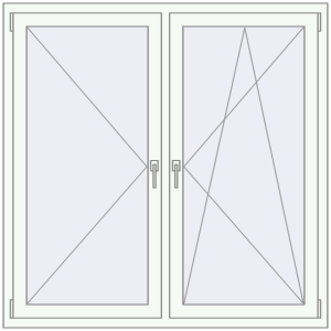 Металопластикове вікно 1400x1400 мм Двостулкове (комплектація: За замовчуванням). Вид зсередини Купити Вікна 1400x1400 мм REHAU Euro 60 Білий (RAL 9016) з двох сторін