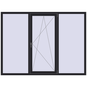 Металопластикове вікно 2160x1600 мм Тристулкове (комплектація: Преміум). Вид зсередини Купити Вікна 2160x1600 мм REHAU Euro 70 BLACK_ULTI-MATT з двох сторін