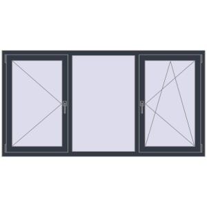 Купити Вікна 2000x1045 мм REHAU Euro 70 ANTHRACITE_GREY_STRUKTURAL з двох сторін