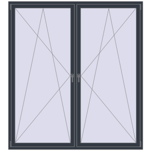 Металопластикове вікно 2000x2200 мм Двостулкове (комплектація: Базова). Вид зсередини Купити Вікна 2000x2200 мм REHAU Brillant-Design ANTHRACITE_GREY_STRUKTURAL з двох сторін