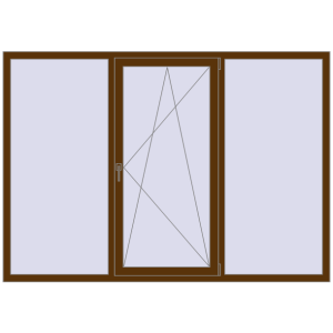 Металопластикове вікно 2200x1550 мм Тристулкове (комплектація: Базова). Вид зсередини Купити Вікна 2200x1550 мм REHAU Euro 70 WALNUT з двох сторін