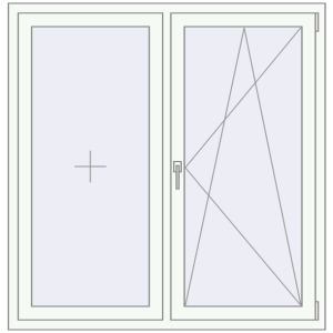Металопластикове вікно 1350x1400 мм Двостулкове (комплектація: За замовчуванням). Вид зсередини Купити Вікна 1350x1400 мм REHAU SYNEGO MD Білий (RAL 9016) з двох сторін