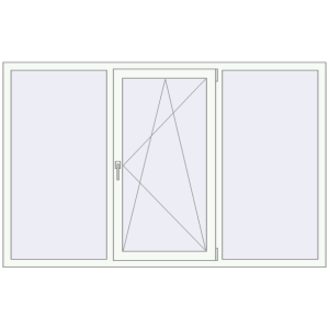 Металопластикове вікно 2050x1300 мм Тристулкове (комплектація: За замовчуванням). Вид зсередини Купити Вікна 2050x1300 мм REHAU Euro 70 Білий (RAL 9016) з двох сторін