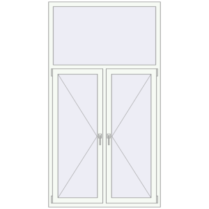 Металопластикове вікно 1200x2200 мм Двостулкове з фрамугою (комплектація: Базова). Вид зсередини Купити Вікна 1200x2200 мм REHAU Euro 70 Білий (RAL 9016) з двох сторін
