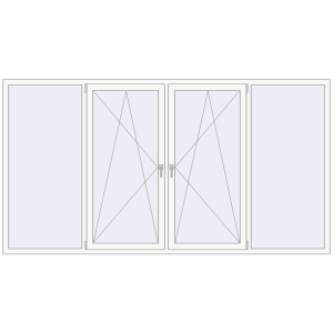 Металопластикове вікно 3000x1600 мм Із чотирьох частин (комплектація: Преміум). Вид зсередини Купити Вікна 3000x1600 мм REHAU Euro 70 Білий (RAL 9016) з двох сторін