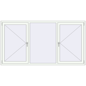 Металопластикове вікно 2300x1200 мм Тристулкове (комплектація: Базова). Вид зсередини Купити Вікна 2300x1200 мм REHAU Euro 70