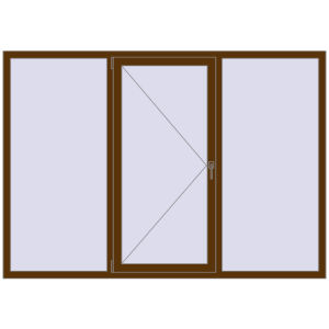 Металопластикове вікно 2200x1550 мм Тристулкове (комплектація: Оптимальна). Вид зсередини Купити Вікна 2200x1550 мм REHAU Euro 70 WALNUT з двох сторін