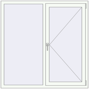 Металопластикове вікно 1350x1400 мм Двостулкове (комплектація: Оптимальна). Вид зсередини Купити Вікна 1350x1400 мм REHAU Euro 60 Білий (RAL 9016) з двох сторін