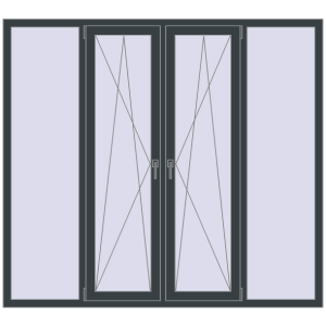 Алюмінієве вікно 2000x1800 мм Із чотирьох частин (комплектація: Базова). Вид зсередини Купити Вікна 2000x1800 мм Altest Pony 375 RAL 7016 Anthracite grey з двох сторін