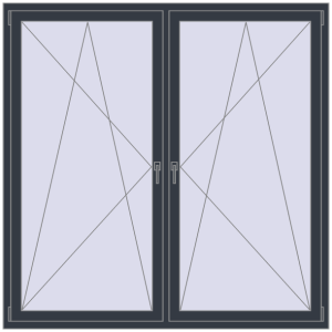 Купити Вікна 1800x1800 мм REHAU Euro 70 ANTHRACITE_GREY_STRUKTURAL з двох сторін
