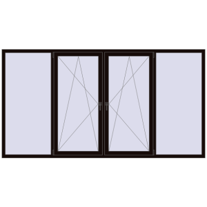 Металопластикове вікно 3000x1600 мм Із чотирьох частин (комплектація: Преміум). Вид зсередини Купити Вікна 3000x1600 мм REHAU Euro 70 BLACK_BROWN з двох сторін