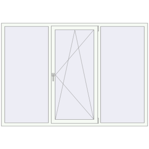 Металопластикове вікно 2200x1550 мм Тристулкове (комплектація: Базова). Вид зсередини Купити Вікна 2200x1550 мм REHAU Euro 70 WALNUT ззовні