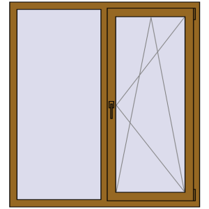 Металопластикове вікно 1300x1400 мм Двостулкове (комплектація: Преміум). Вид зсередини Купити Вікна 1300x1400 мм REHAU Euro 70