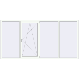 Металопластикове вікно 3000x1500 мм Із чотирьох частин (комплектація: Базова). Вид зсередини Купити Вікна 3000x1500 мм REHAU Euro 60 Білий (RAL 9016) з двох сторін