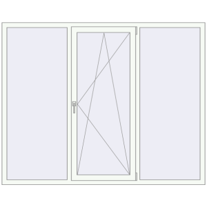 Металопластикове вікно 2070x1650 мм Тристулкове (комплектація: За замовчуванням). Вид зсередини Купити Вікна 2070x1650 мм REHAU Euro 70 Білий (RAL 9016) з двох сторін