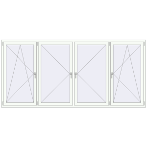 Металопластикове вікно 3000x1400 мм Із чотирьох частин (комплектація: Оптимальна). Вид зсередини Купити Вікна 3000x1400 мм REHAU Euro 70