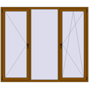 Купити Вікна 2100x1800 мм REHAU Euro 70 GOLDEN OAK з двох сторін