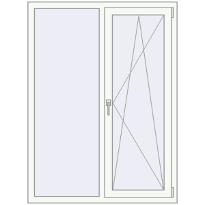 Металопластикове вікно 1170x1550 мм Двостулкове (комплектація: Базова). Вид зсередини Купити Вікна 1170x1550 мм REHAU Euro 70 Білий (RAL 9016) з двох сторін