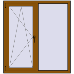 Металопластикове вікно 1200x1300 мм Двостулкове (комплектація: Преміум). Вид зсередини Купити Вікна 1200x1300 мм REHAU Euro 70 GOLDEN OAK з двох сторін