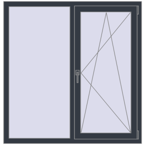 Купити Вікна 1280x1340 мм REHAU Euro 70 ANTHRACITE_GREY_STRUKTURAL з двох сторін