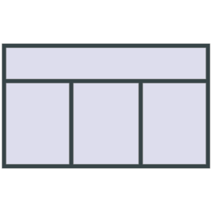 Алюмінієве вікно 2500x1500 мм Тристулкове з фрамугою (комплектація: Преміум). Вид зсередини Купити Вікна 2500x1500 мм Altest Pony 375 RAL 7026 Granite grey з двох сторін